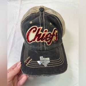 Chiefs Kansas City Women’s Distressed Bedazzled Southern Style Hat BRAND NEW